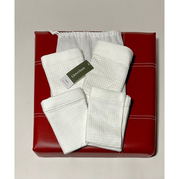 Cloverlane White Waffle Washcloth Set of 4 - Picture 1 of 3